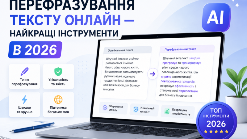 Перефразування тексту онлайн — найкращі інструменти в 2026