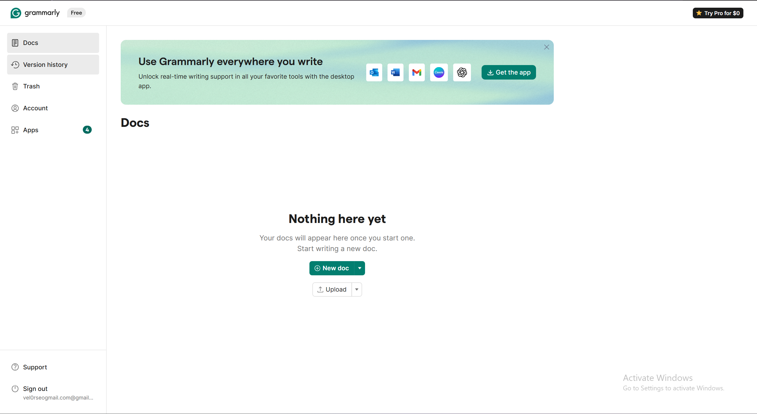 Головна сторінка Grammarly — перевірка тексту на ШІ