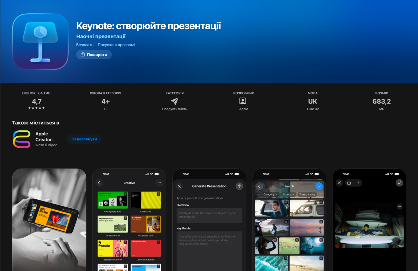 Apple презентації Keynote